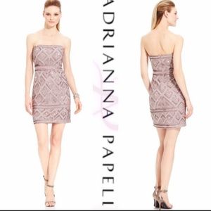 Adrianna Papell Beaded Strapless Dress